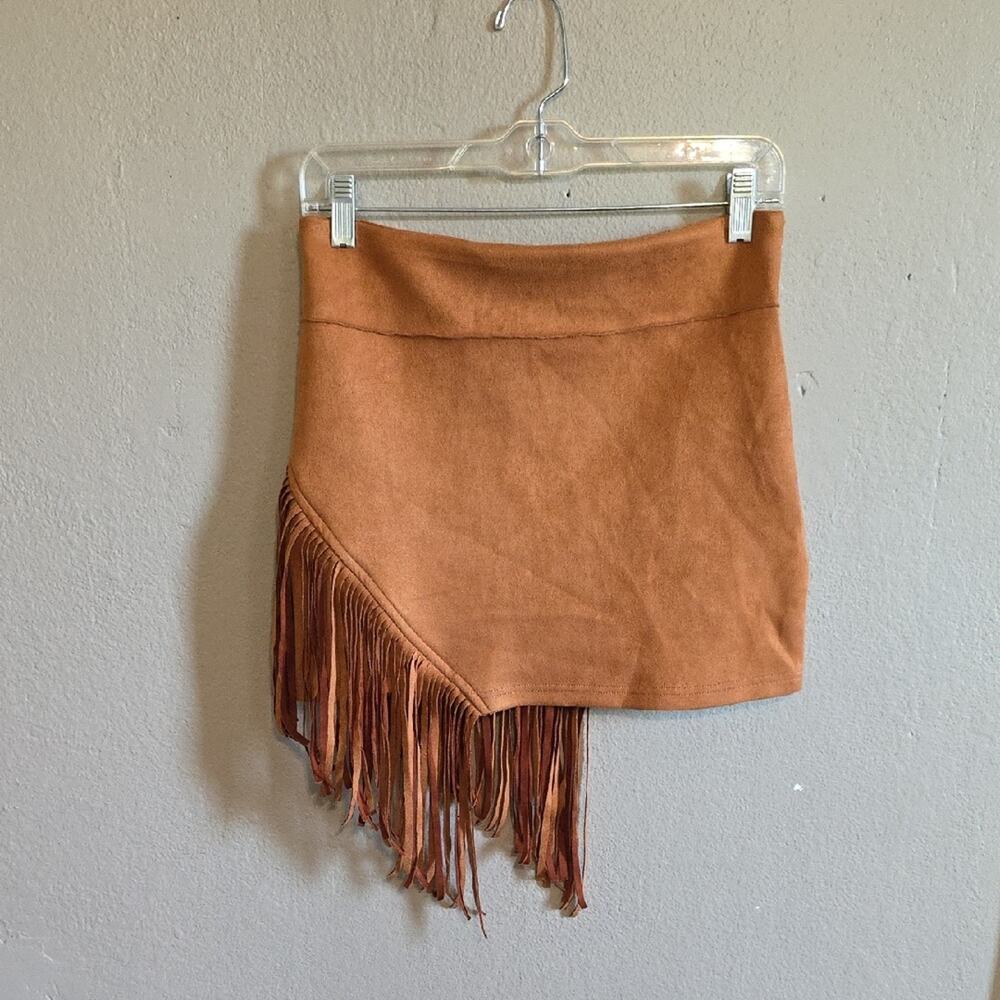 SHEIN Brown Tan Asymmetrical Mini Skirt Casual